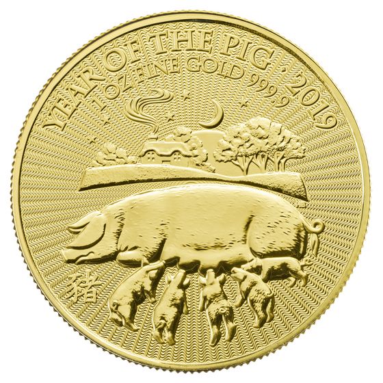 2019 1 oz Royal Mint Gold Lunar Pig