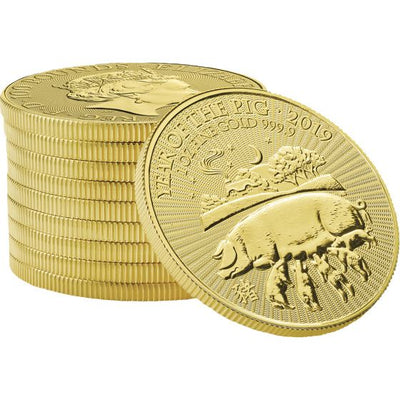 2019 1 oz Royal Mint Gold Lunar Pig